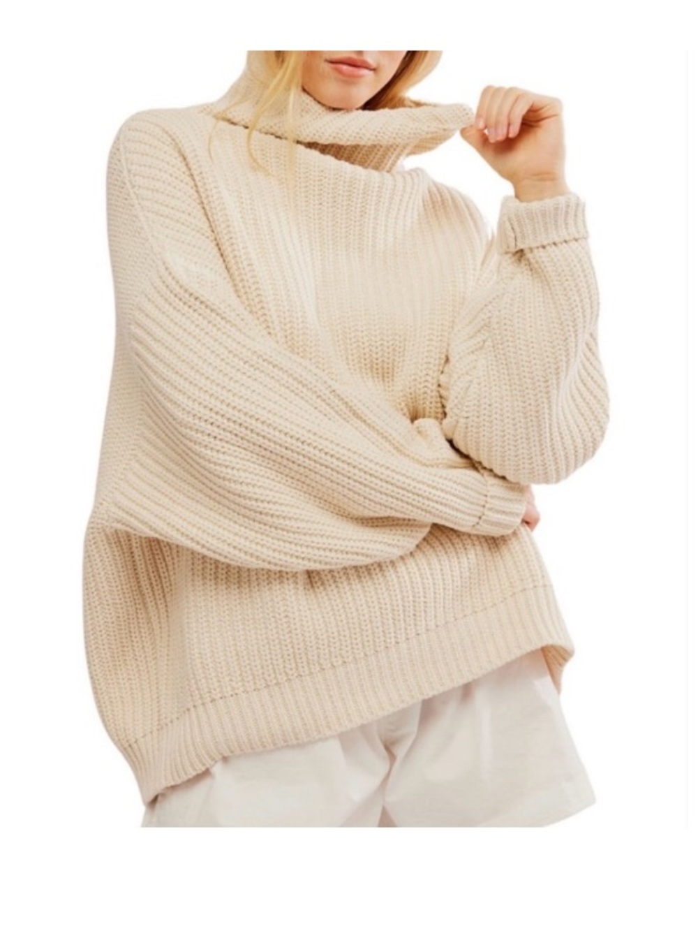 Free People Swim Too Deep Oversized Sweater in Cream